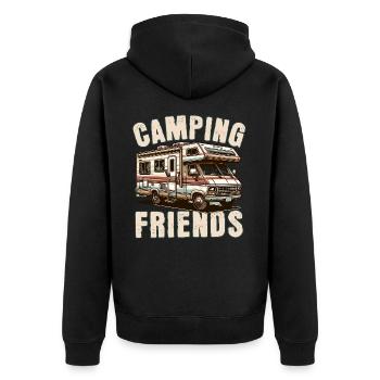 Camping - Unisex Premium Organic Zip Hoodie - black - Back - Nico (187cm)