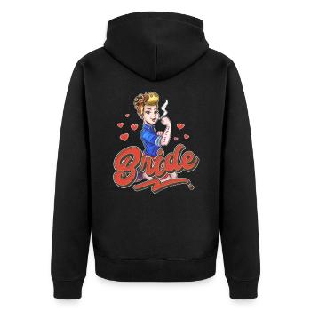 Bride - Unisex Premium Bio Zip Hoodie - Schwarz - Hinten - Nico (187cm)