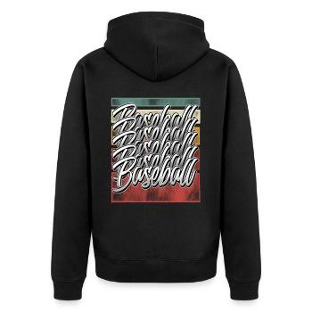 Baseball - Unisex Premium Bio Zip Hoodie - Schwarz - Hinten - Nico (187cm)