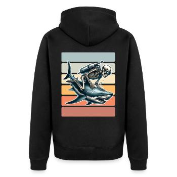 Tauchen Taucher - Unisex Premium Bio Zip Hoodie - Schwarz - Hinten - Nico (187cm)