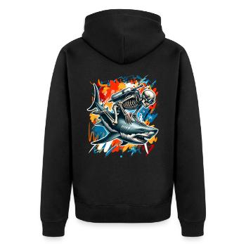 Tauchen Taucher - Unisex Premium Bio Zip Hoodie - Schwarz - Hinten - Nico (187cm)