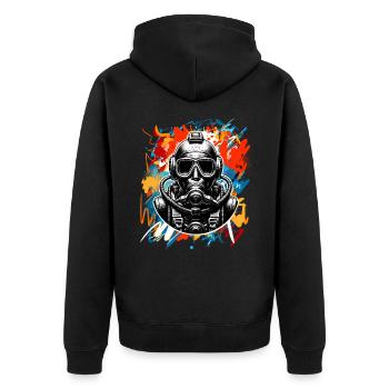 Tauchen Taucher - Unisex Premium Bio Zip Hoodie - Schwarz - Hinten - Nico (187cm)