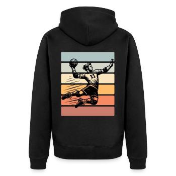 Handball Handballer - Unisex Premium Bio Zip Hoodie - Schwarz - Hinten - Nico (187cm)
