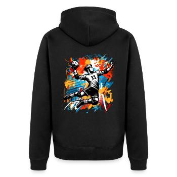 Handball Joueurs de handball - Veste à capuche bio Premium Unisexe - noir - Dos - Nico (187cm)