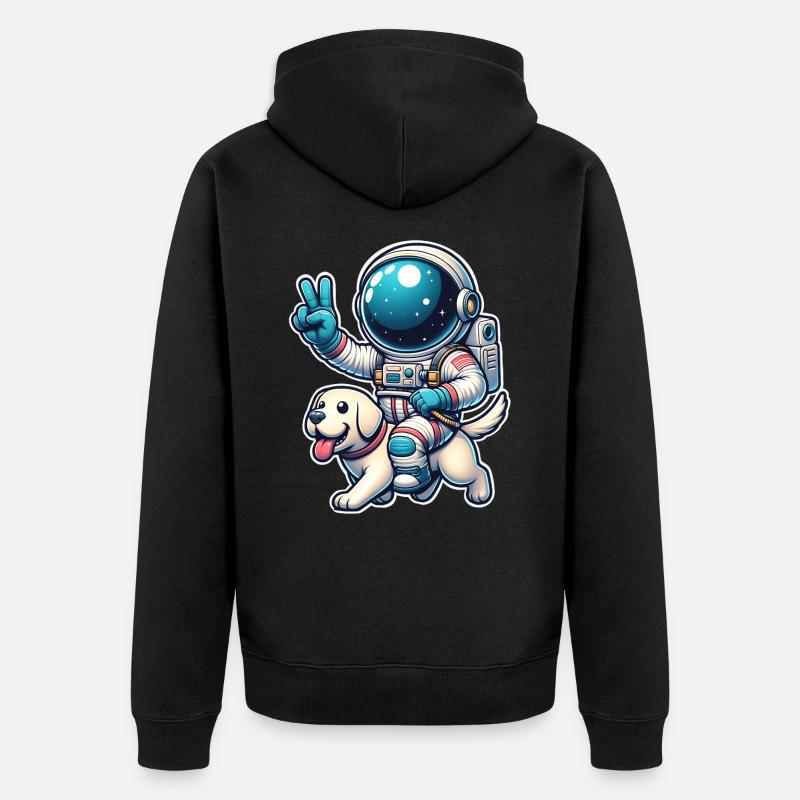 Chien astronaute - Veste à capuche bio Premium Unisexe - noir