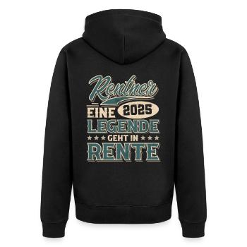 Rentner 2025 - Unisex Premium Bio Zip Hoodie - Schwarz - Hinten - Nico (187cm)