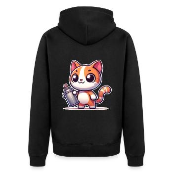 Cat Graffiti - Unisex Premium Organic Zip Hoodie - black - Back - Nico (187cm)