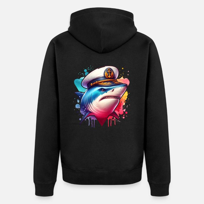Capitaine requin - Veste à capuche bio Premium Unisexe - noir