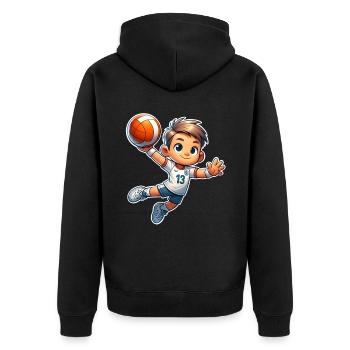 Handball Handballer - Unisex Premium Bio Zip Hoodie - Schwarz - Hinten - Nico (187cm)