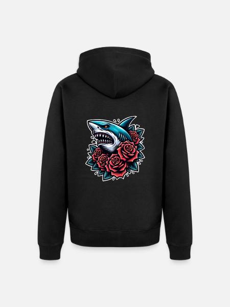 Requin - Veste à capuche bio Premium Unisexe - noir