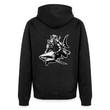 Tauchen Taucher - Unisex Premium Bio Zip Hoodie - Schwarz - Hinten - Nico (187cm)