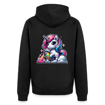 Unicorn Graffiti - Unisex Premium Organic Zip Hoodie - black - Back - Nico (187cm)