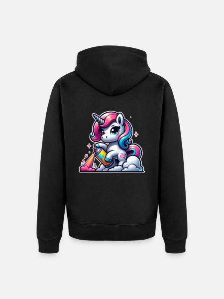 Graffiti Licorne - Veste à capuche bio Premium Unisexe - noir