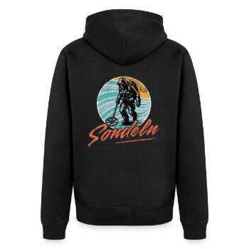 Sondeln Metalldetektor - Unisex Premium Bio Zip Hoodie - Schwarz - Hinten - Nico (187cm)
