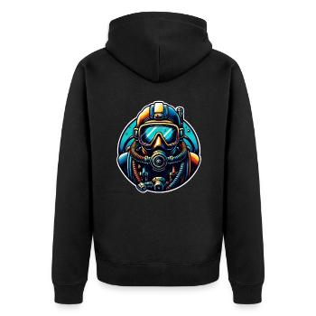 Tauchen Taucher - Unisex Premium Bio Zip Hoodie - Schwarz - Hinten - Nico (187cm)