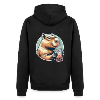 Thé à bulles Capybara - Veste à capuche bio Premium Unisexe - noir - Dos - Nico (187cm)