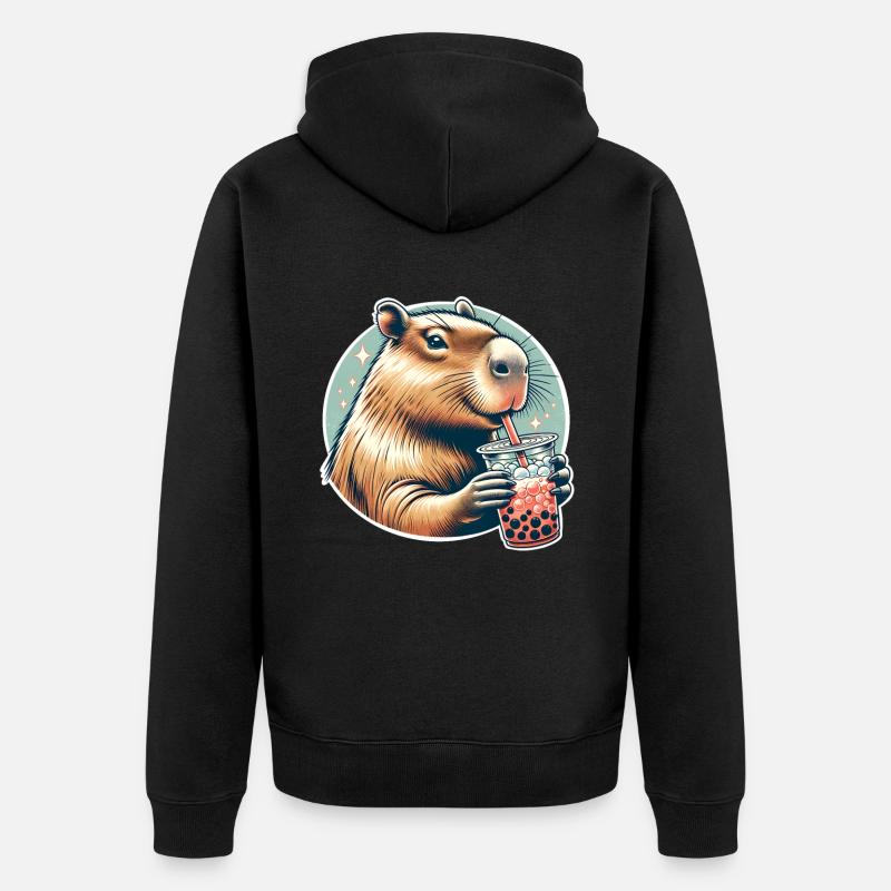 Thé à bulles Capybara - Veste à capuche bio Premium Unisexe - noir