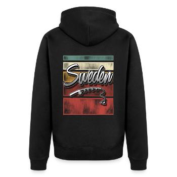 Schweden Angeln Fischen - Unisex Premium Bio Zip Hoodie - Schwarz - Hinten - Nico (187cm)