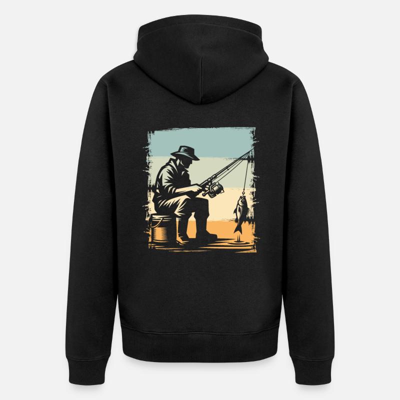 Pêche Pêcheurs Pêche - Veste à capuche bio Premium Unisexe - noir