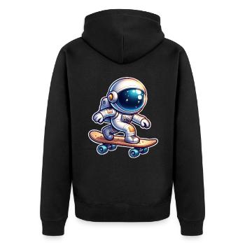 Skateboard Skater Astronaut - Unisex Premium Organic Zip Hoodie - black - Back - Nico (187cm)