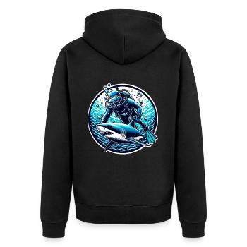 Diving Divers - Unisex Premium Organic Zip Hoodie - black - Back - Nico (187cm)