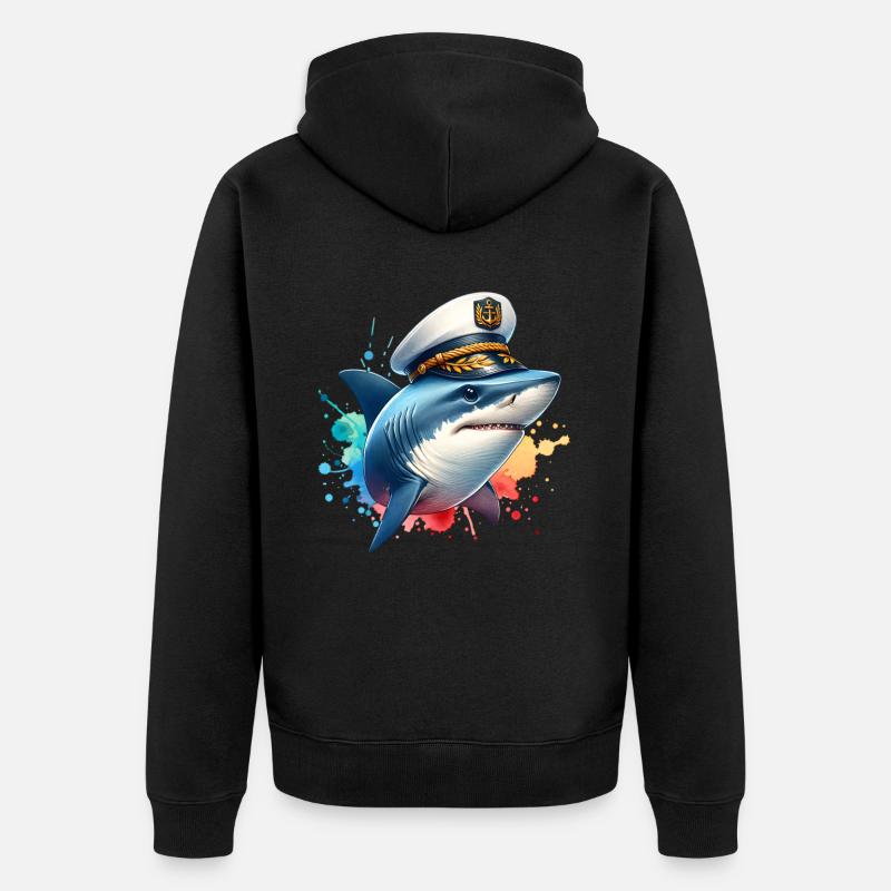 Capitaine requin - Veste à capuche bio Premium Unisexe - noir