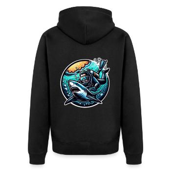 Diving Divers - Unisex Premium Organic Zip Hoodie - black - Back - Nico (187cm)
