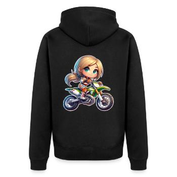 Motocross Femmes Filles Fille - Veste à capuche bio Premium Unisexe - noir - Dos - Nico (187cm)