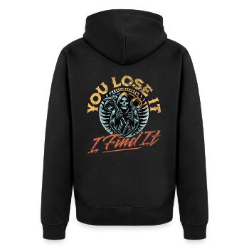 Sondeln Metalldetektor - Unisex Premium Bio Zip Hoodie - Schwarz - Hinten - Nico (187cm)