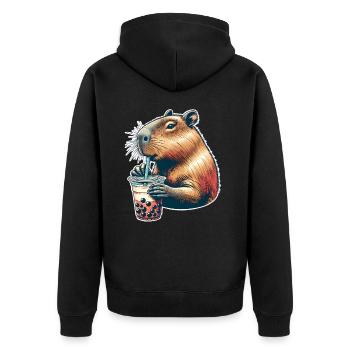 Thé à bulles Capybara - Veste à capuche bio Premium Unisexe - noir - Dos - Nico (187cm)