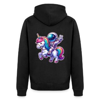 Licorne astronaute - Veste à capuche bio Premium Unisexe - noir - Dos - Nico (187cm)