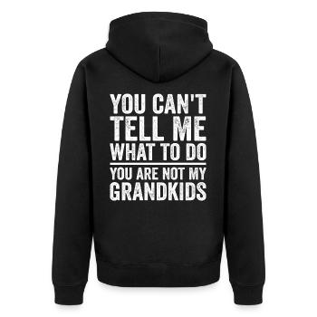 Ihr seid nicht meine Enkelkinder - Unisex Premium Bio Zip Hoodie - Schwarz - Hinten - Nico (187cm)