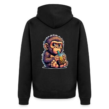 Thé à bulles de Néandertal - Veste à capuche bio Premium Unisexe - noir - Dos - Nico (187cm)