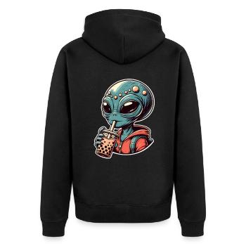 Thé à bulles extraterrestre - Veste à capuche bio Premium Unisexe - noir - Dos - Nico (187cm)