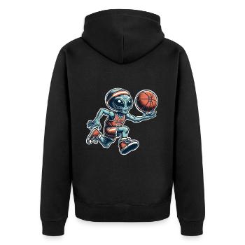 Alien Basketball Dunking - Unisex Premium Organic Zip Hoodie - black - Back - Nico (187cm)