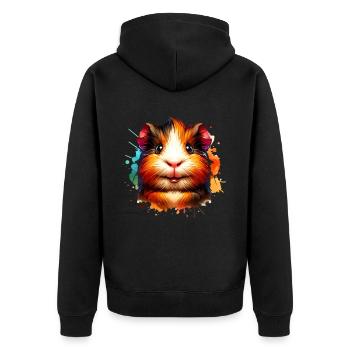 Meerschweinchen - Unisex Premium Bio Zip Hoodie - Schwarz - Hinten - Nico (187cm)