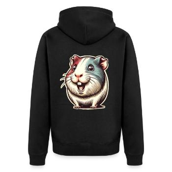 Meerschweinchen - Unisex Premium Bio Zip Hoodie - Schwarz - Hinten - Nico (187cm)