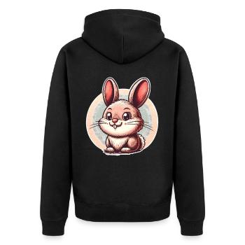 Rabbit Rabbit - Unisex Premium Organic Zip Hoodie - black - Back - Nico (187cm)