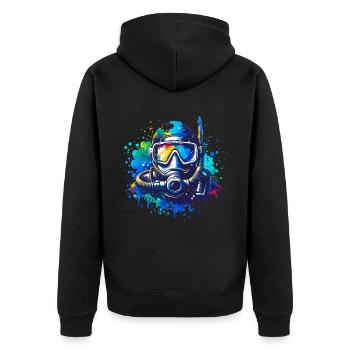 Diving Divers - Unisex Premium Organic Zip Hoodie - black - Back - Nico (187cm)