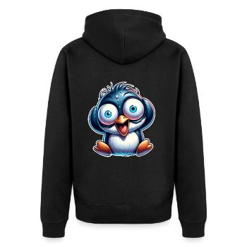 Penguin Crazy - Unisex Premium Organic Zip Hoodie - black - Back - Nico (187cm)