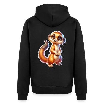 Meerkat - Unisex Premium Organic Zip Hoodie - black - Back - Nico (187cm)