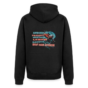 Ski fahren Adrenalin - Skifahrer im Rausch - Unisex Premium Bio Zip Hoodie - Schwarz - Hinten - Nico (187cm)
