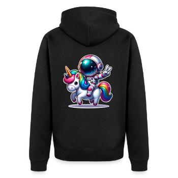 Licorne astronaute - Veste à capuche bio Premium Unisexe - noir - Dos - Nico (187cm)