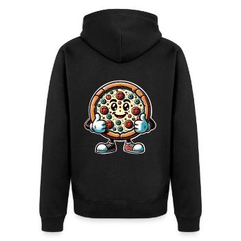 Pizza - Unisex Premium Bio Zip Hoodie - Schwarz - Hinten - Nico (187cm)