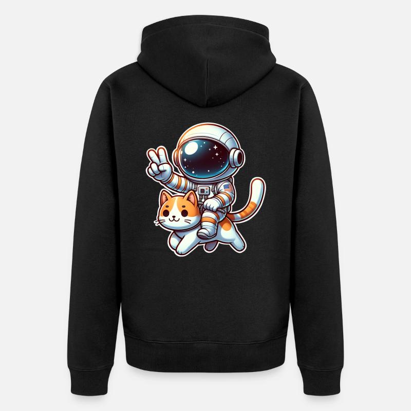 Chat astronaute - Veste à capuche bio Premium Unisexe - noir