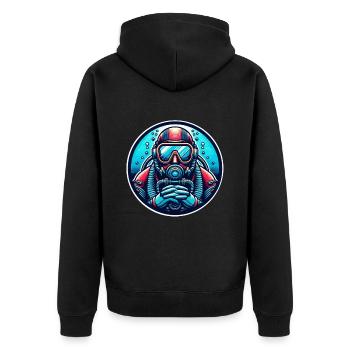Tauchen Taucher - Unisex Premium Bio Zip Hoodie - Schwarz - Hinten - Nico (187cm)