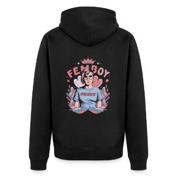 Femboy Pride Design –Gender Ladyboy Genderfluid - Unisex Premium Bio Zip Hoodie - Schwarz - Hinten - Nico (187cm)