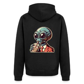 Thé à bulles extraterrestre - Veste à capuche bio Premium Unisexe - noir - Dos - Nico (187cm)