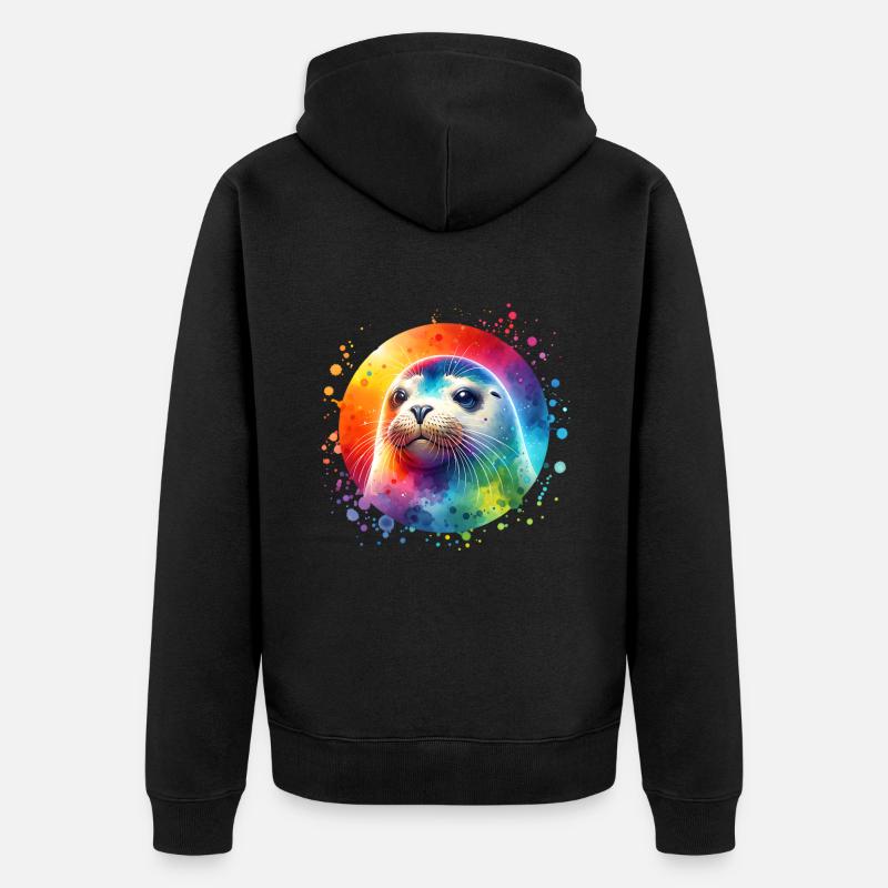 Robbe Seehund - Unisex Premium Bio Zip Hoodie - Schwarz