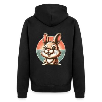 Lapin Rétro Vintage - Veste à capuche bio Premium Unisexe - noir - Dos - Nico (187cm)
